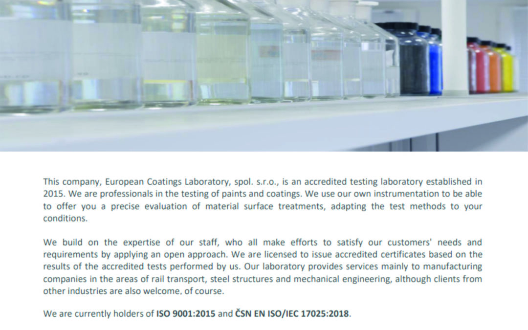 Cennik European Coatings Laboratory, s.r.o.